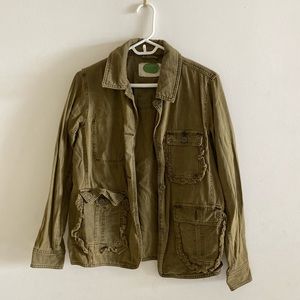 anthropologie olive green army jacket